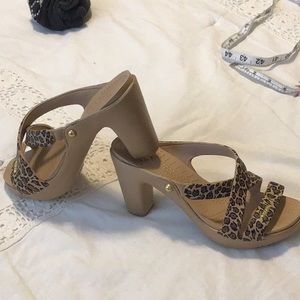 Leopard Crocs sandals heels Cyprus, worn in house ...too tight